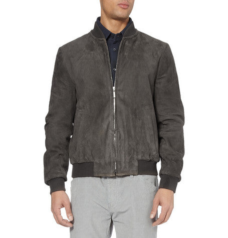 Grey suede 2025 bomber jacket